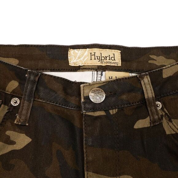 Hybrid & Company Camouflage Skinny Jeans Size 9 Juniors Green Stretch 28 x 28 - Picture 8 of 9